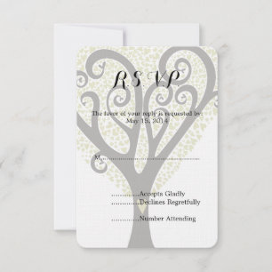 RSVP de la boda del árbol de corazones