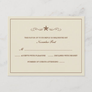 RSVP de la boda occidental franco-blanca y marrón