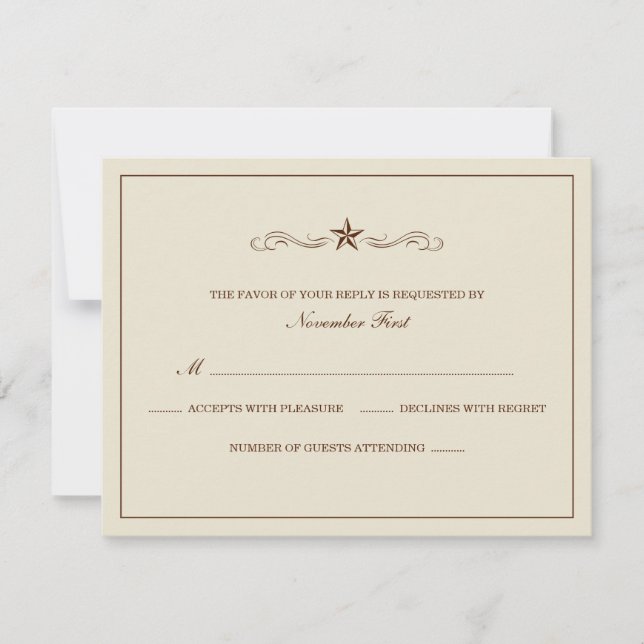 RSVP de la boda occidental franco-blanca y marrón (Anverso)