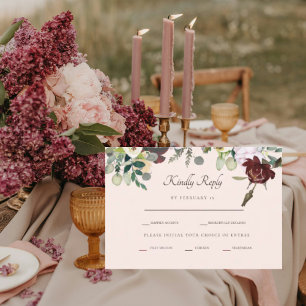 RSVP de la boda rica en Borgoña y Rubor
