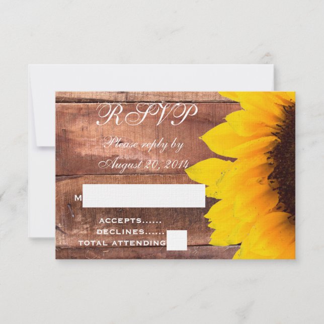 RSVP de la boda rusa del girasol (Anverso)