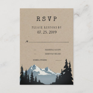 RSVP de la boda rústica de bosques de montaña