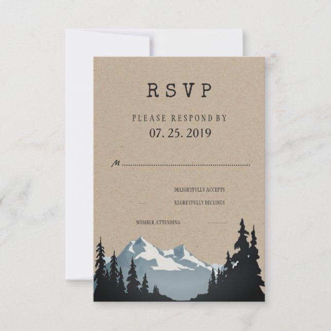 RSVP de la boda rústica de bosques de montaña (Anverso)