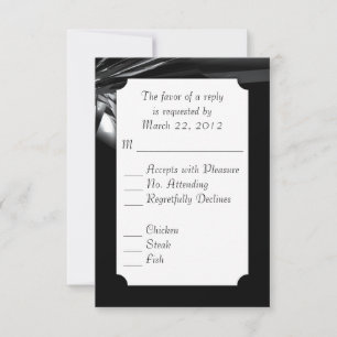 RSVP de la elección clásica de menú en blanco y ne