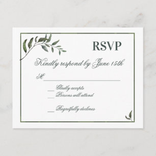 RSVP de la elegancia de la rama verde del árbol de
