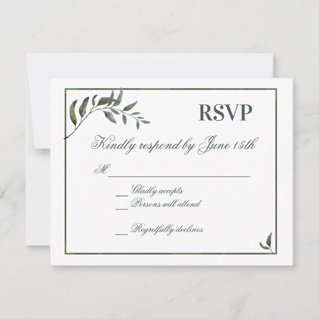 RSVP de la elegancia de la rama verde del árbol de (Anverso)