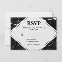 RSVP de la moderna boda de mármol blanco negro