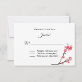 RSVP de la rama de floración de coral Wedding