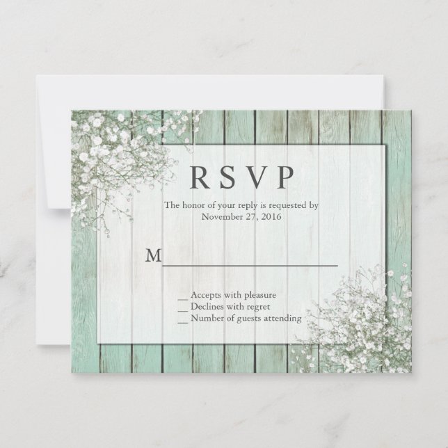 RSVP de la respiración del bebé de Rústica verde d (Anverso)