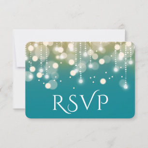 RSVP de las luces de turquesa y boquilla de oro