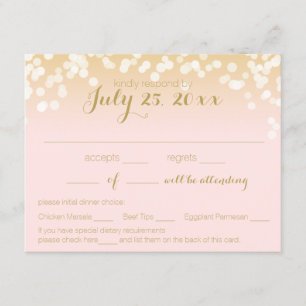RSVP de las luces rosadas y de oro de Rubor