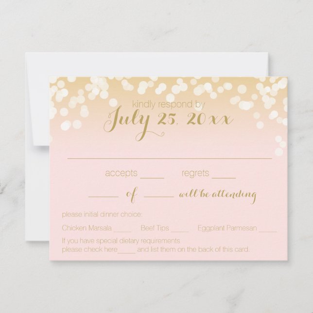 RSVP de las luces rosadas y de oro de Rubor (Anverso)