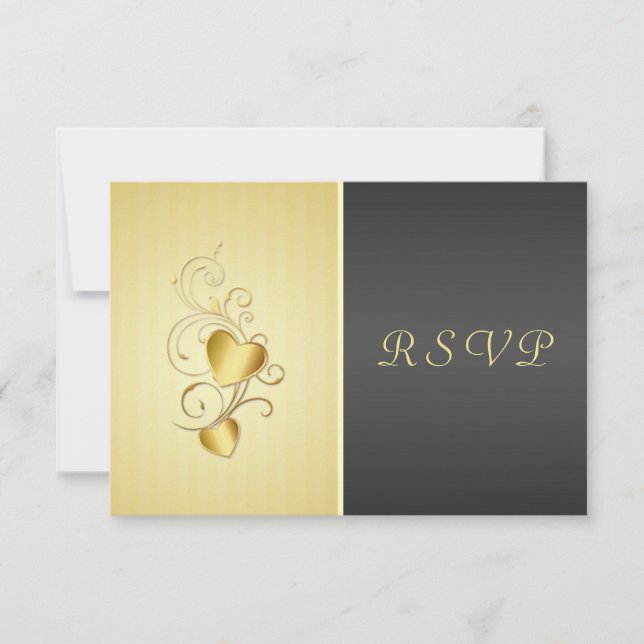 RSVP de los corazones unidos dorados (Anverso)