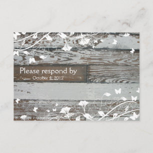 RSVP de madera antigua con sobre - blanco