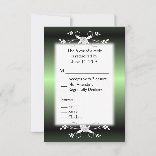 RSVP de Manzana Verde Brillante con Menú (Anverso)