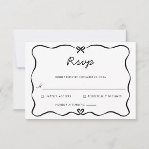 RSVP de marco de corazón de corte de guión minimal