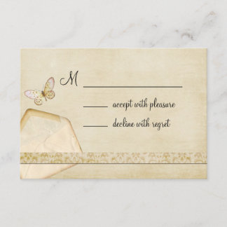 RSVP de mariposa de sobre de vintage