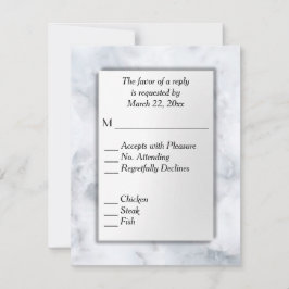 RSVP de mármol blanco con opción de menú