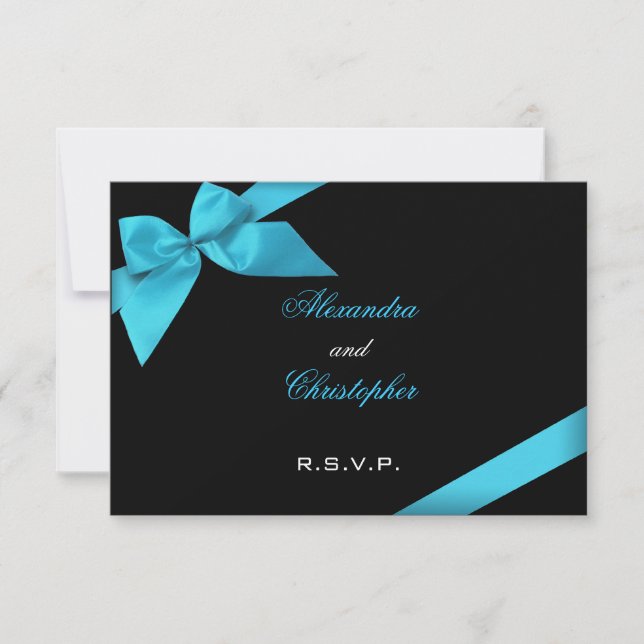 RSVP de matrimonio de cinta de opciones turquesa (Anverso)
