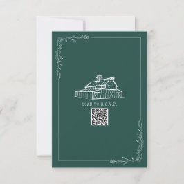 RSVP de matrimonio de código QR verde de esmeralda