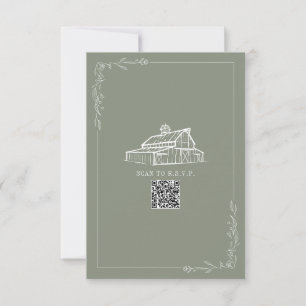 RSVP de matrimonio de código QR verde rustico de g