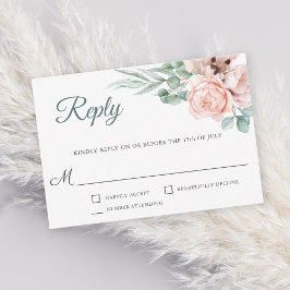 RSVP de matrimonio floral de color acuático de Rub