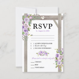 RSVP de matrimonio floral púrpura de acuarela rusa