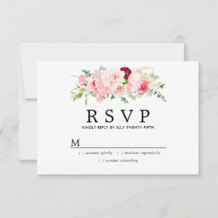 RSVP de matrimonio floral rosa Rústico de Rubor