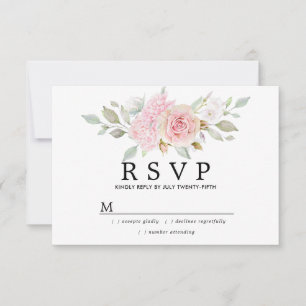 RSVP de matrimonio floral rosa Rústico de Rubor