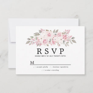 RSVP de matrimonio floral rosa Rústico de Rubor