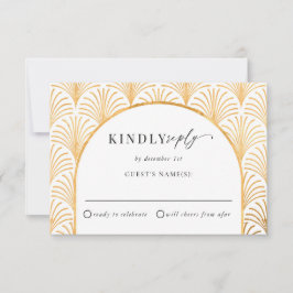 RSVP de matrimonio formal de arte de oro negro