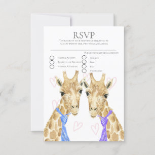 RSVP de matrimonio gay de dos Groom Giraffe
