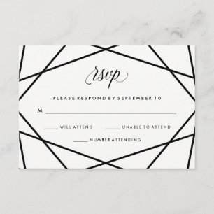 RSVP de matrimonio geométrico negro y blanco