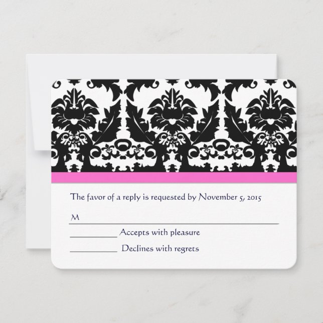RSVP de matrimonio negro de yarrow rosado (Anverso)