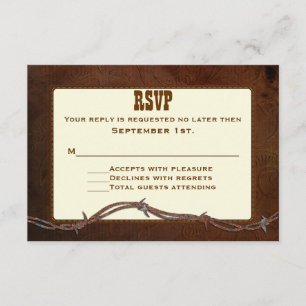 RSVP de matrimonio personalizado de cuero con herr