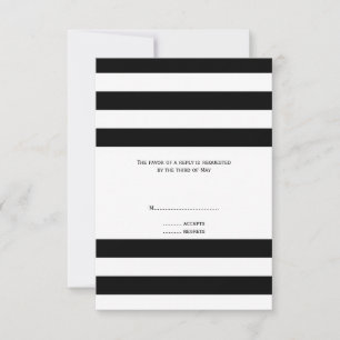 RSVP de matrimonio rayado en blanco y negro