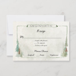 RSVP de menú de bosque de pino acuarela