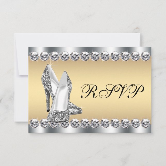 RSVP de mujer de plata y oro con diamantes (Anverso)