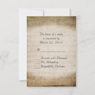 RSVP de música de hojas para invitaciones de casam