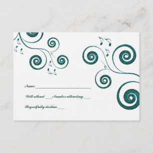 RSVP de música de Swirls azul Purpurinoso