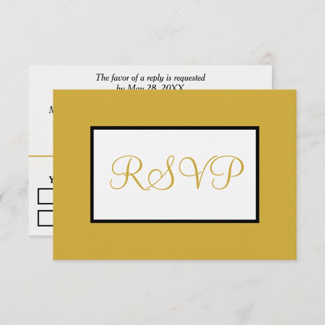 RSVP de oro blanco geométrico (Anverso / Reverso)