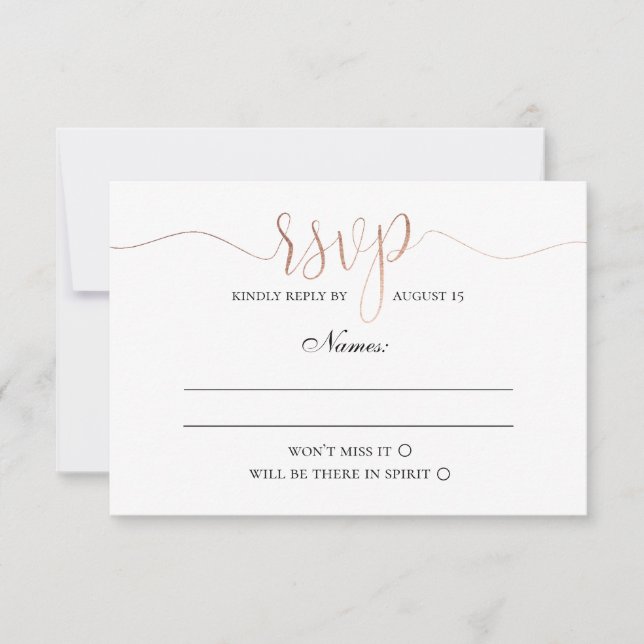 Rsvp de oro. Boda sencillo y moderno. Elegante mín (Anverso)