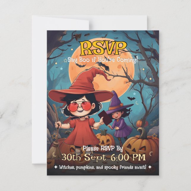 RSVP de parche de calabaza — Halloween infantil (Anverso)