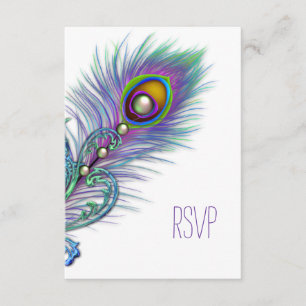 RSVP de pavo real azul morado y Verde azulado