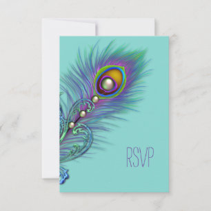 RSVP de pavo real azul morado y Verde azulado