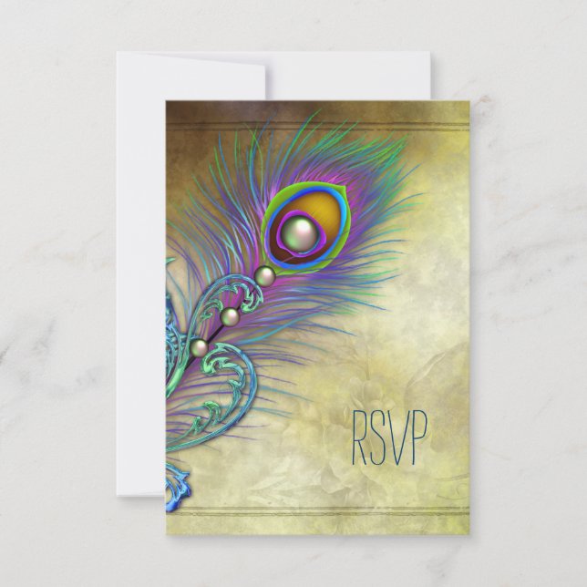 RSVP de pavo real vintage (Anverso)