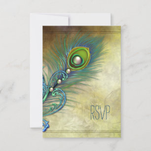 RSVP de pavo real vintage