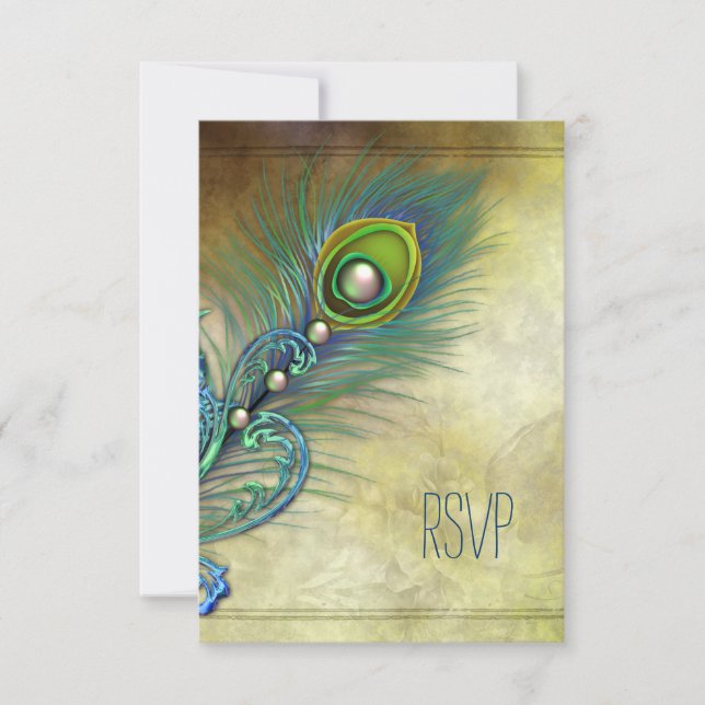 RSVP de pavo real vintage (Anverso)
