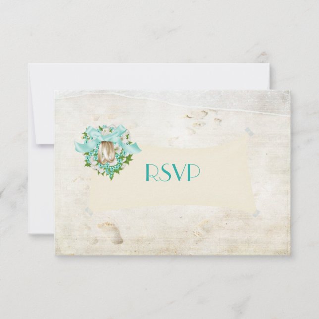 RSVP de playa de bodas de destino (Anverso)