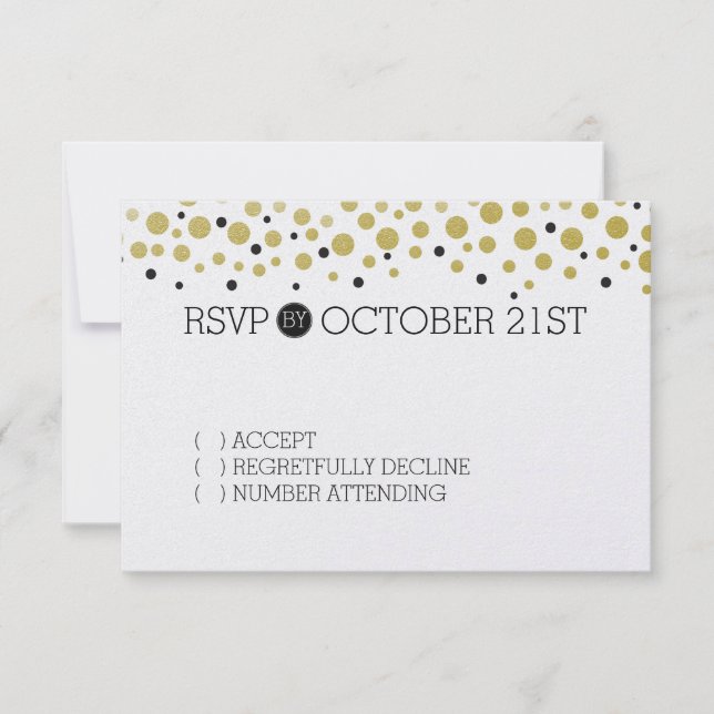 RSVP de puntos de confetti de oro (Anverso)